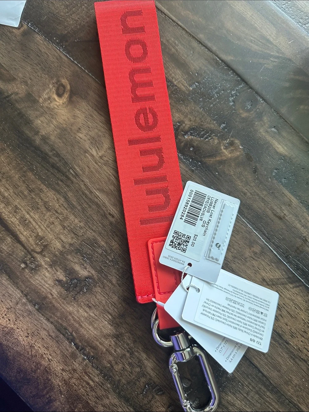NWT Lululemon Never Lost Keychain Red Cranberry Silver